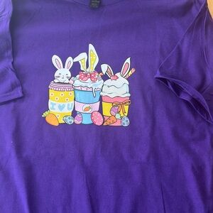 Gildan Unisex Purple Short Sleeve T with Bunny Iced Coffees Graphic